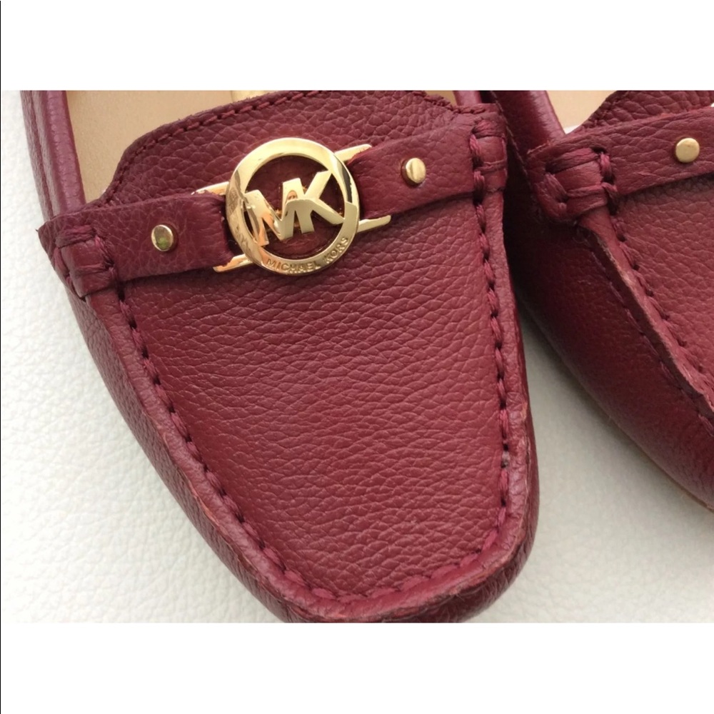 MICHAEL KORS May Leather Moc Flat  Dark Cherry